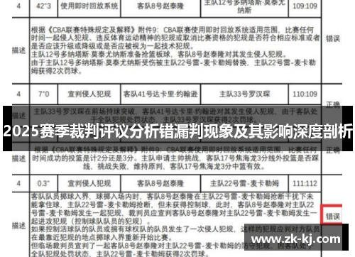 2025赛季裁判评议分析错漏判现象及其影响深度剖析